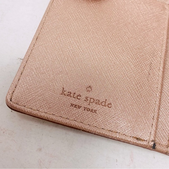 Kate Spade Shimmer Rose Gold Slim Bifold Leather Wallet 7” x 3.5” x 1” - Picture 5 of 10